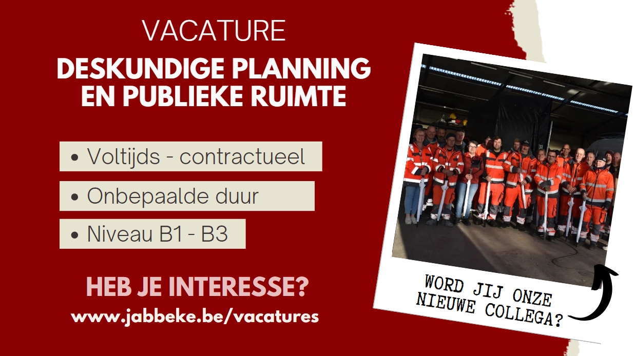 VACATURE LOKAAL BESTUUR JABBEKE - DESKUNDIGE PLANNING EN PUBLIEKE RUIMTE