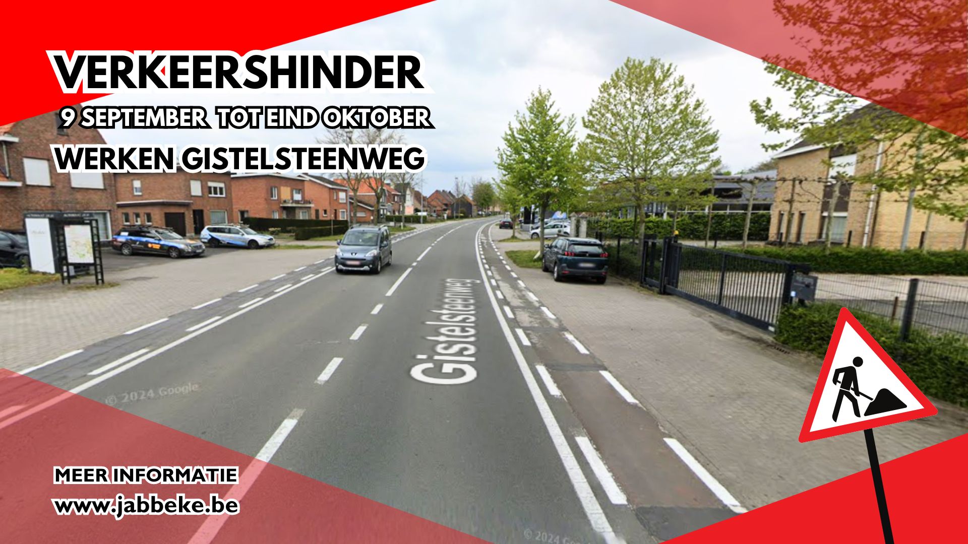 WERKEN AAN FIETSPADEN EN RIJWEG OP GISTELSTEENWEG