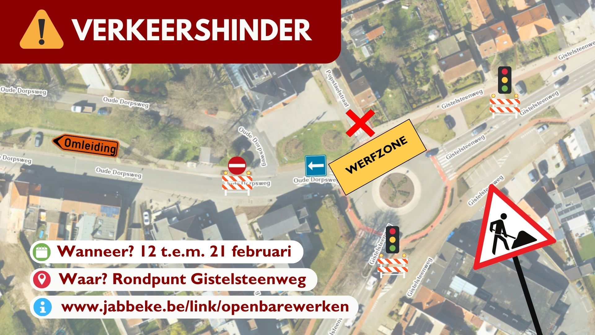 VERKEERSHINDER GISTELSTEENWEG DOOR RIOLERINGSWERKEN