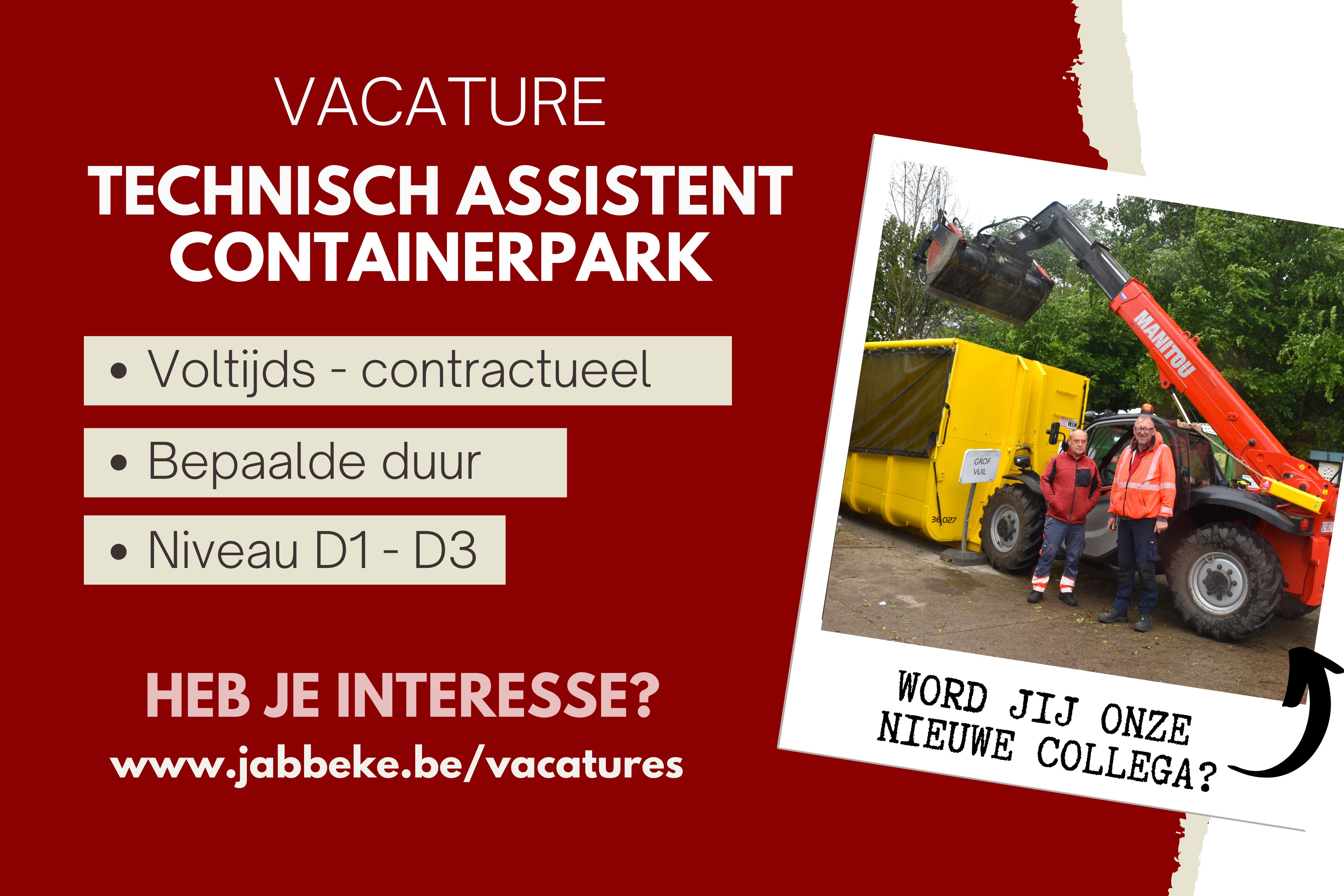 LOKAAL BESTUUR JABBEKE WERFT AAN - VACATURE TECHNISCH ASSISTENT CONTAINERPARK